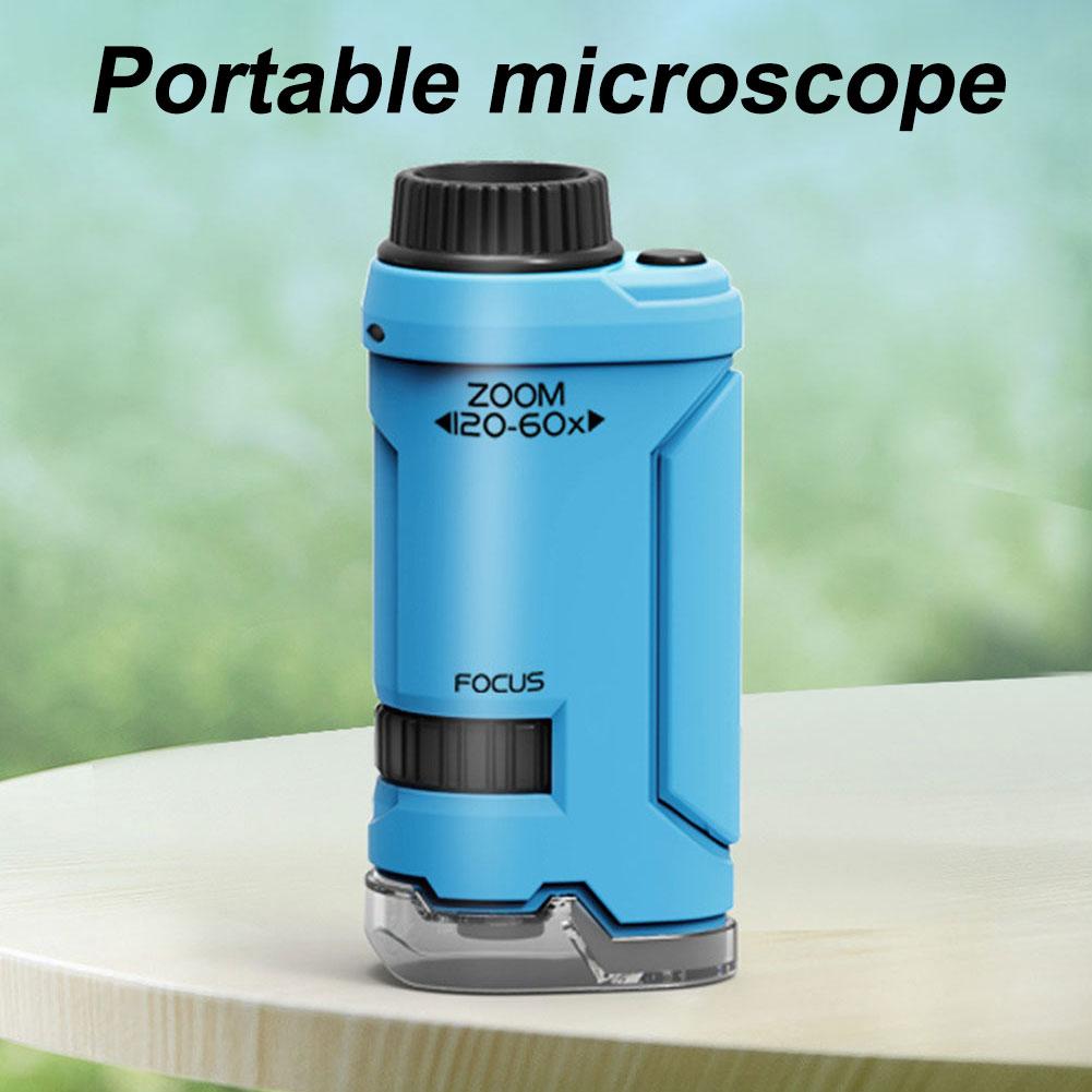 60x-120x Portable Microscope LED Lighted Handheld Microscope Little Scientist Microscope Science Toys for Kids