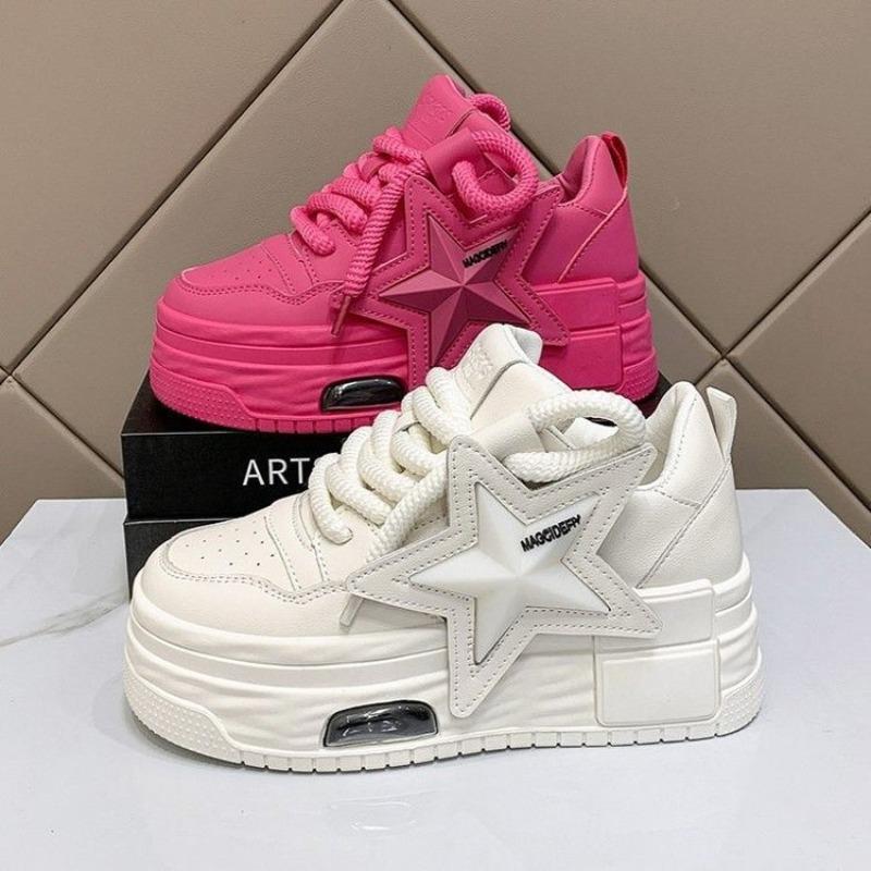 Autumn new thick-soled versatile board shoes women's fashion casual shoes student height increase leather surface white shoes women