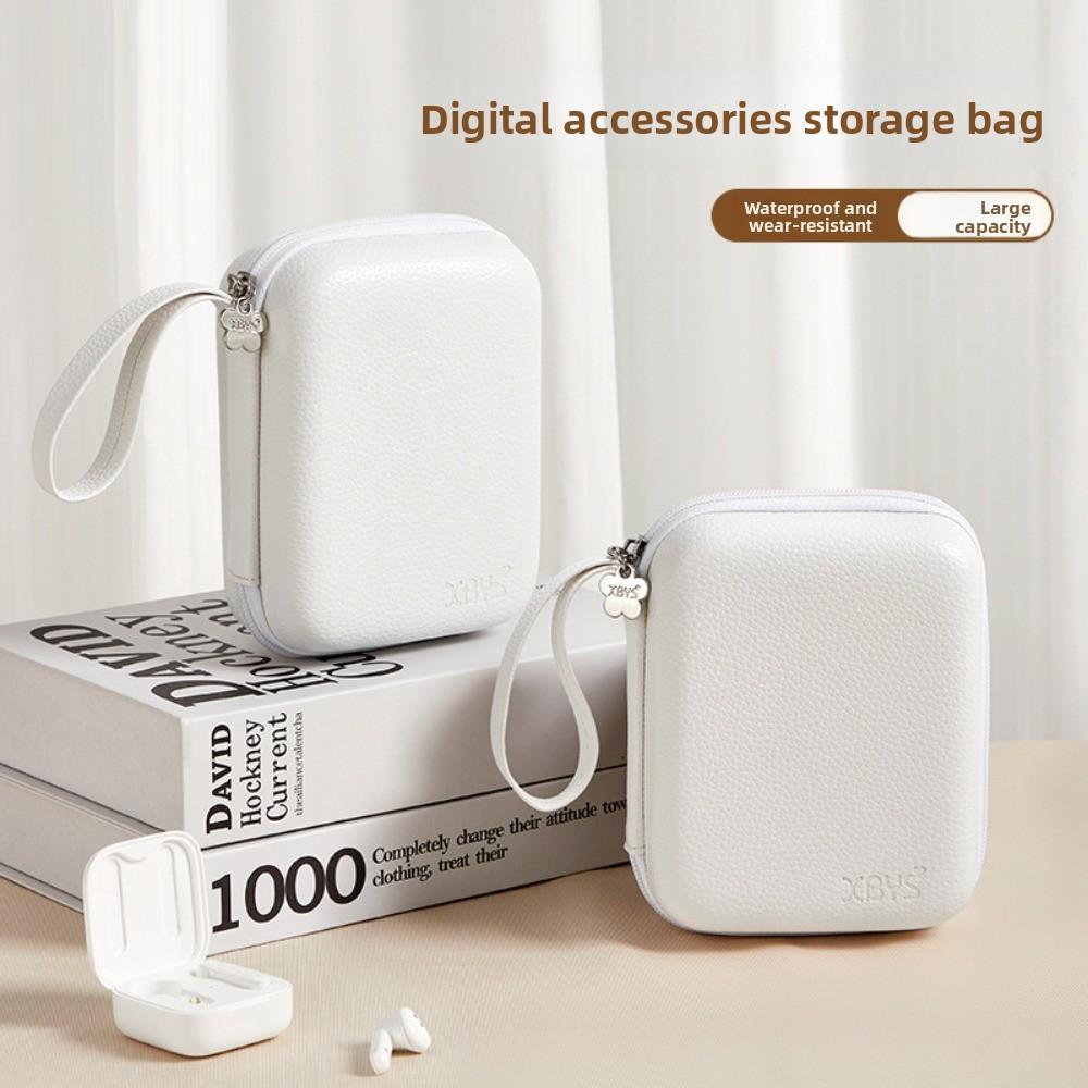 Shockproof EVA Leather Headphone Bag Portable Data Cable Organizer Bag  Digital Accessories