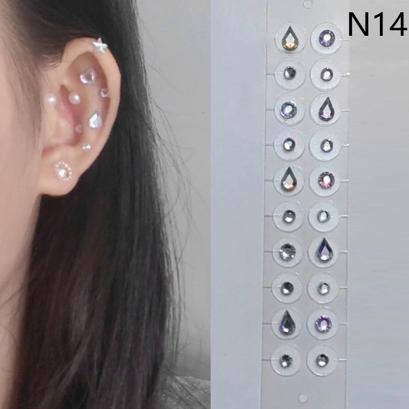 20 Patches Heart Butterfly Bow  Ear Point Stickers Ear Pressure Stick Acupuncture Magnetic Beads Auricular Ear Sticker
