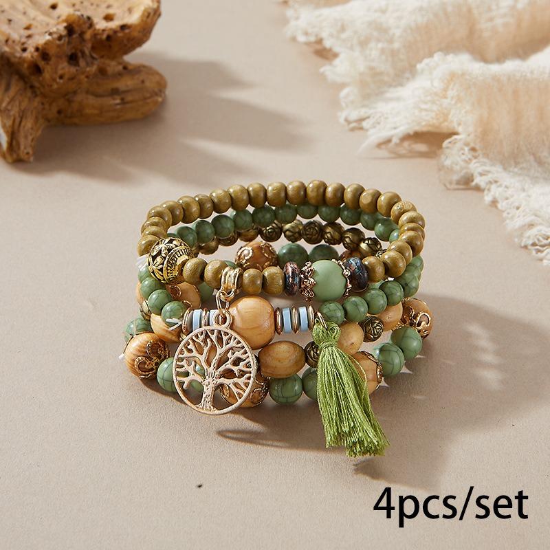 Bohemian bracelet creative tassel multi-layer beaded bracelet