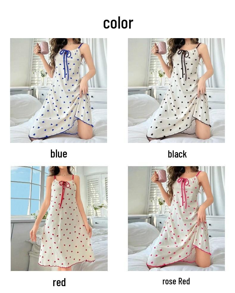European & American Sexy Casual Lace-up Heart Nightgown - Women's High-end Comfort Homewear 2026.
