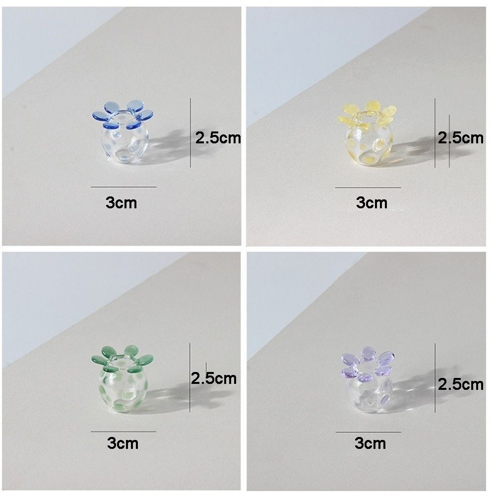 Mini Glass Flower Decor Colored Glaze Simulation Floral Handcrafted Floral Sculpture Hand-blown Glass Flower