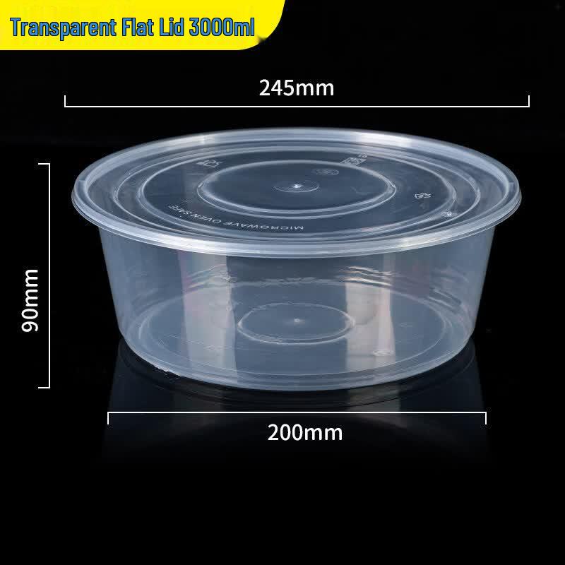 Ronghe 3000ml Disposable Round Takeaway Container with Flat Lid