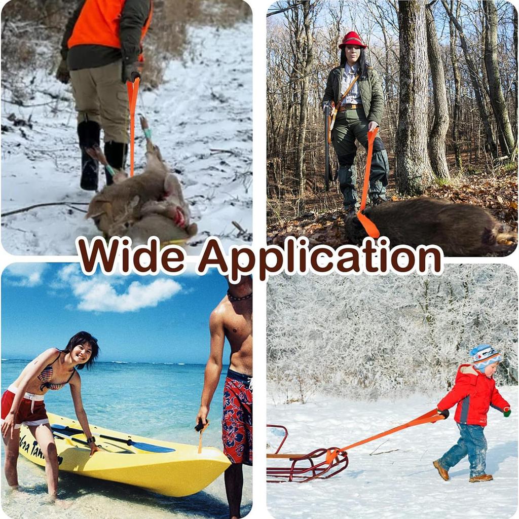 Deer Dragging Rope with Handle Hunting Deer Belt Multi-Purpose Folding Pulling Strap Pull Rope Accessories for Outdoor Heavy