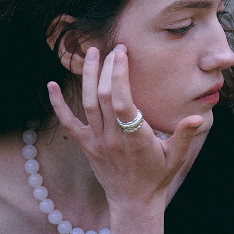 Denu Double twist volume ring_silver