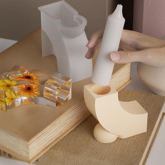 Silikonová forma na svícny pro DIY aromaterapeutické svíčky Opakovaně použitelná Nepřilnavá Forma na výrobu ručních svíček Dekorativní Domácí Stolní Dekorace Dárky
