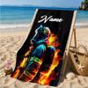 Custom Name Firefighter's Courage Beach Towel Microfiber Beach Towel, Lightweight and Quick-Dry, for Summer Travel, Swimming Pool Gift