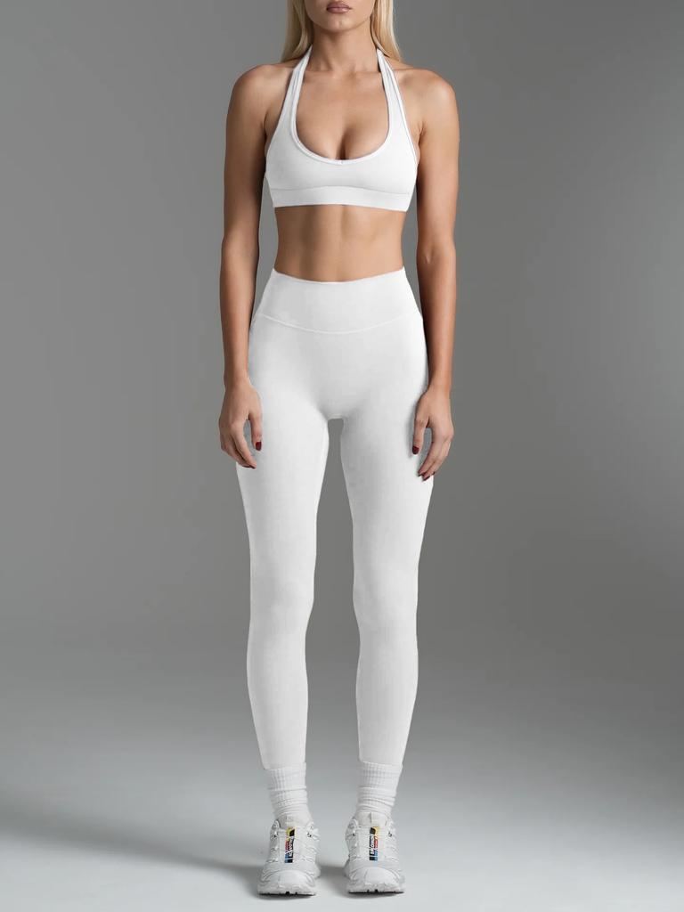 Show chest, neck, sexy back, sports yoga suit, women's fitness, sports leggings, Pilates two-piece set