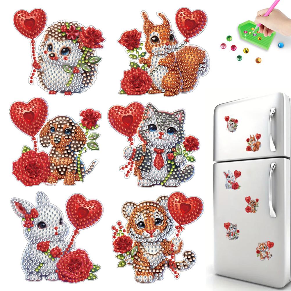 6Pcs Diamond Painting Refrigerator Magnet Bouquet Diamond Art Fridge Magnet Diamond Painting Fridge Magnet for Adults Beginners