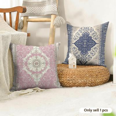 Persian Pattern Cushion Cover Summer Linen Pillow Case Organic Fabric Cushion Cover Double-Sided Print Sofa Home Decor