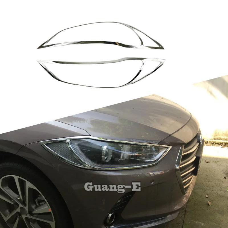 For Hyundai Elantra Avante 2016 2017 2018 Car Cover Detector Head Front Light Lamp Trim Frame Part Eyebrow Hoods 2PCs