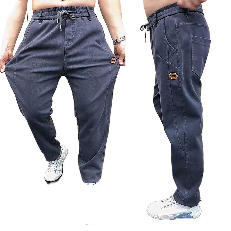 Men's Fleece-Lined High-Waist Stretch Jeans: Loose Fit, Straight-Leg, Versatile for Autumn and Winter