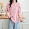 Fashionable Irregular Cotton Large Size Women's T-Shirt Short Sleeve New Slim Loose Fashionable Round Neck