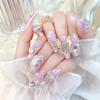 Heavy Industry Wear Nail Flower Rose Bow Nail Art Patch Rich Family Thousand Gold Fake Nails Detachable Finished Product E1