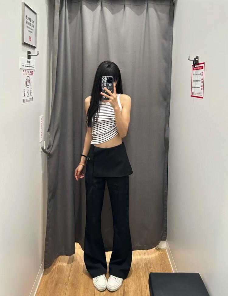 Spring Summer Women's Irregular Micro-Flare Wide-Leg Low-Waist Casual Pants