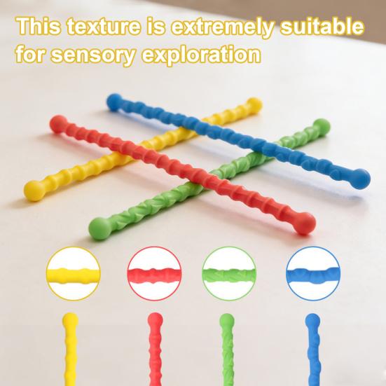 Stress Relief Sensory Stick Toy Silicone Flexible Twisting Stick Fidget Toy Portable Travel Decompression Textured Stick Toy