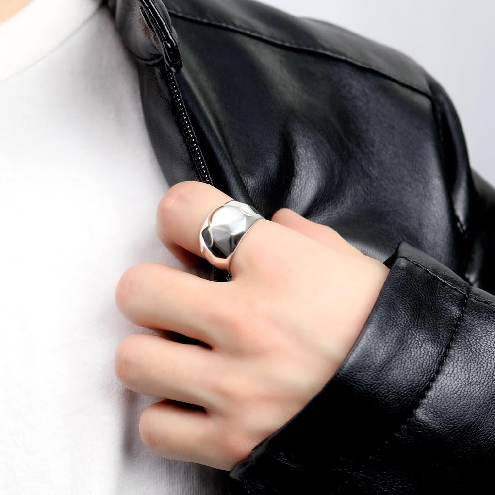 Gin no Hammered Dome Silver 925 Size [Shinjuku Kura] Ring, 22, Men's, Simple, Hammered, Rounded, Random, Wide, Mirror-Finished