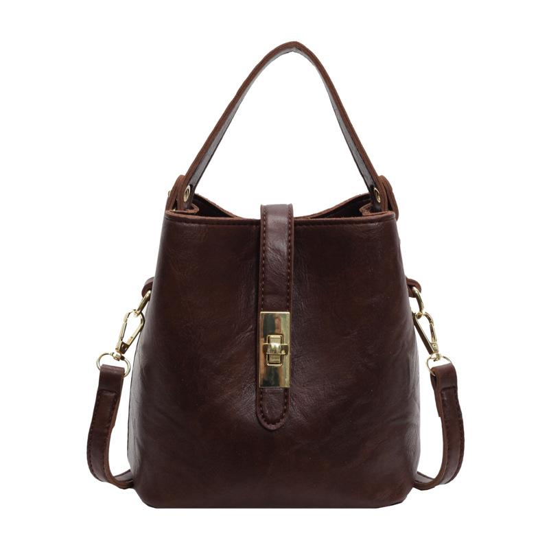 Popular Small Bag Women's Autumn New Retro Simple Bucket Bag Fashion Casual Shoulder Messenger Bag