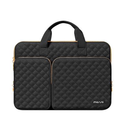 360 Protective PC Case Laptop Bag Compatible with MacBook Air M3 M4 M3 M2 M1 2 Pockets Handle Belt Square Quilted Bag 15" M2/Pro 16" 2024-2019,