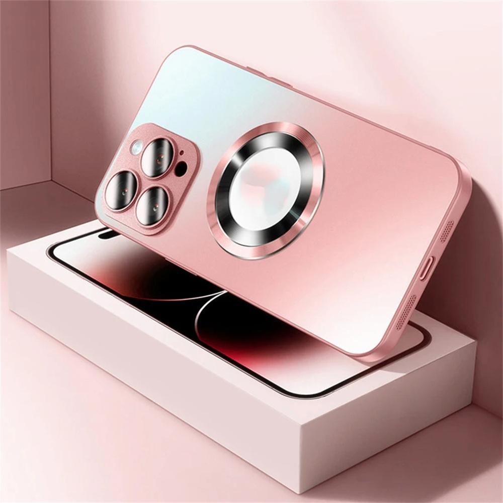 AG Frosted Glass Magnetic Phone Case For 16 15 Pro Max 14 13 12 11 For Magsafe Wireless Charging Plain Cover