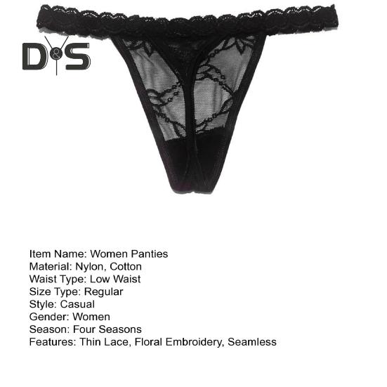 Bragas de mujer con encaje calado y bordado floral, bragas finas sin costuras de color sólido, cintura baja, elásticas, para luna de miel, noche de bodas