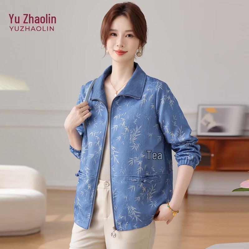 YUZHAOLIN Mid-Aged Women s Spring Floral Jacket 2XL