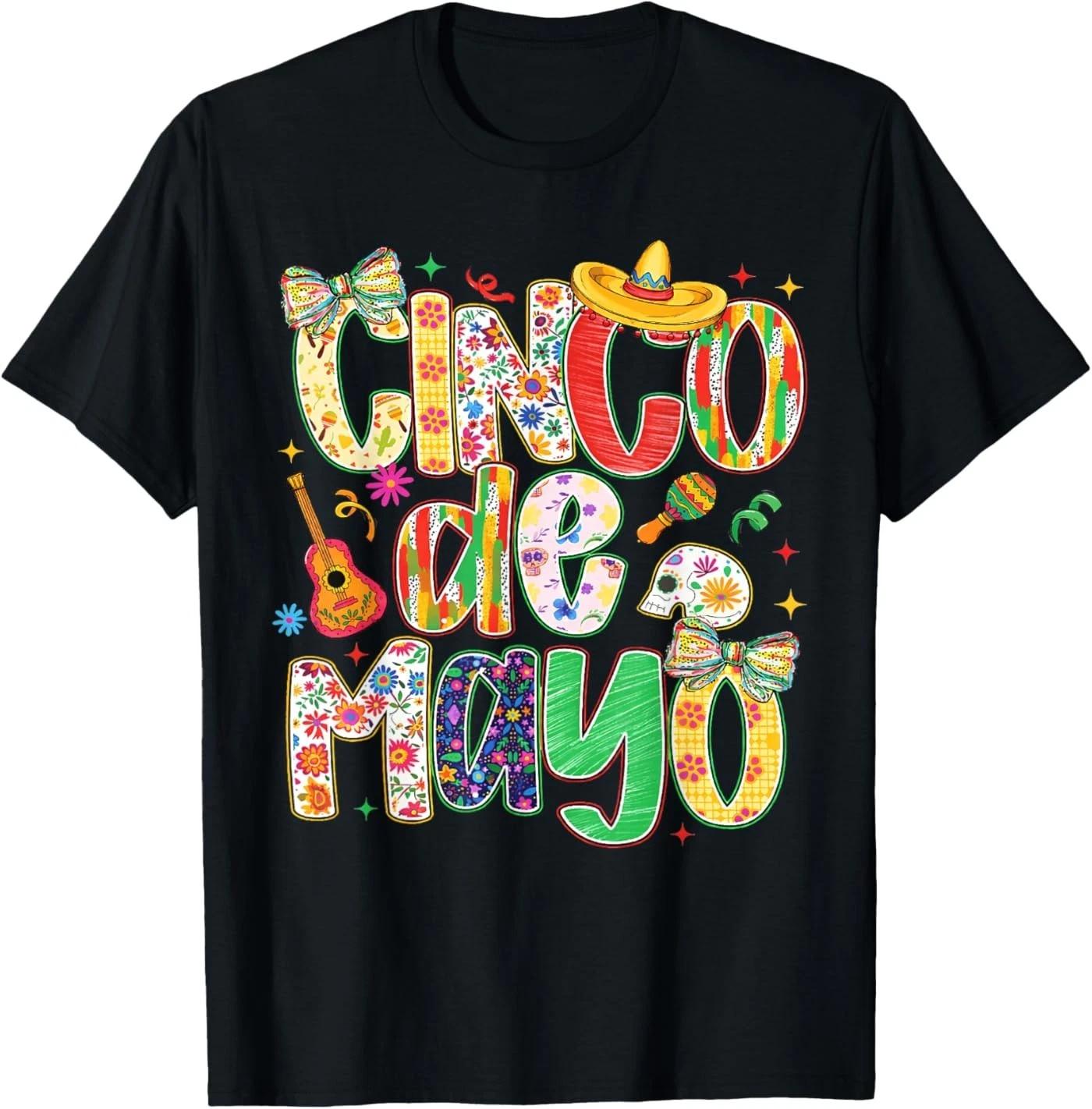 Cinco De Mayo Floral Fiesta Bow Sombrero Girl Women T-Shirt XL