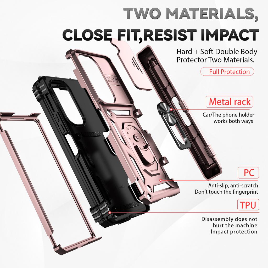 For Samsung Z Fold 5 Magnetic Ring Holder Folding Case for Samsung Galaxy Z Fold 5 Fold5 Zfold5 S Pen Slot Kickstand Covers