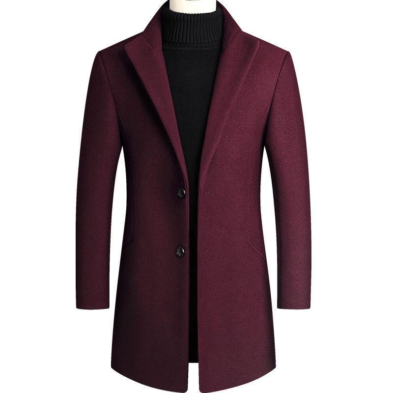Autumn and winter men's woolen coat medium and long trench coat with cotton and thickened men's coat