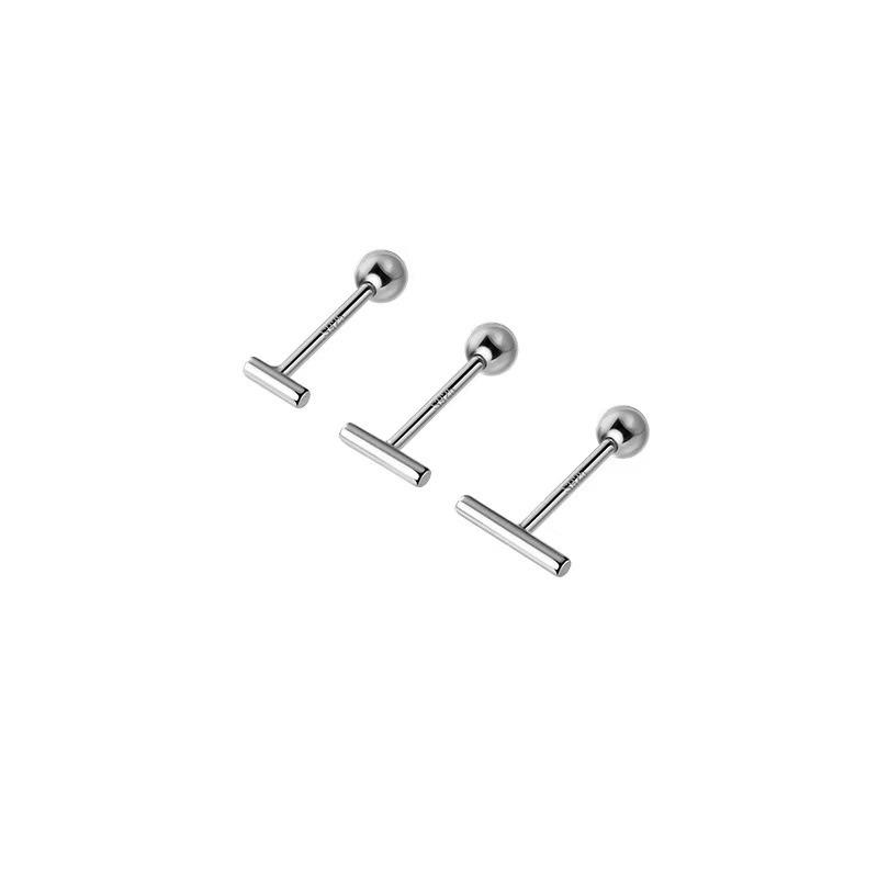 Ear Piercing One-word Earrings Screw-buckle Female Students Simple and Versatile Ear Bone Nail Earrings