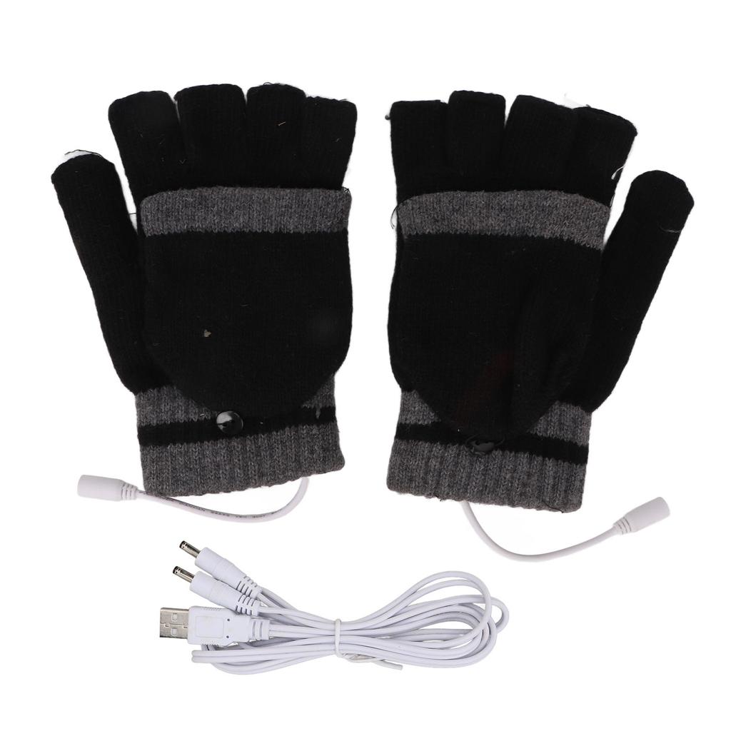 Voll- und Halbfinger-Heizhandschuhe USB Fingerlose Strick-Elektro-Laptop-Handschuhe für den Winter