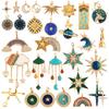 New Trendy Shining Space Sun Moon Star Charm Pendant, Gold Inlaid Cubic Zirconia Jewelry Necklace Bracelet Making Supply L44