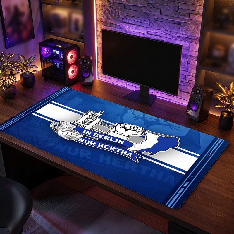 hertha bsc FC Theme Pattern Mouse Pad, Soccer Logo Design XXL Gaming Desk Mat Non-Slip Computer Mouse Pad