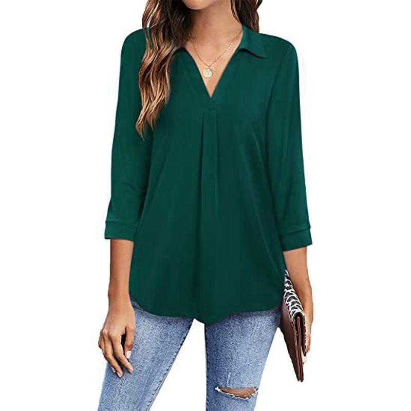 2022 Long Sleeve Shirt Pullover Loose V Neck Shirt Women