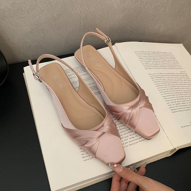 

Мода 2025 Новая Мода Шелковые Женские Балетки Сандалии Обувь Весна Лето Женские Шлепанцы Обувь Сандалии На Низком Каблуке Обувь Для Дам 35 розовый