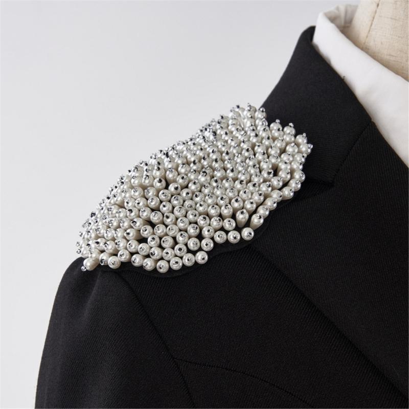 Premium Imitation Pearls Embellished Shoulder Pads Comfort for Business Event Weddings Uniforms