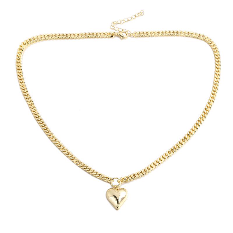 Glossy Heart Pendant Necklace Clavicle Chain for Women