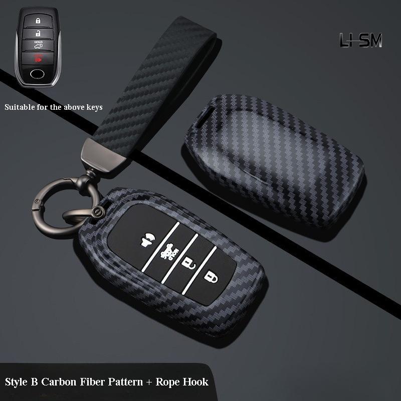 Abs Carbon Fiber Auto Key Fob Cover Case - Fit For Toyota Rav4, Camry, Highlander, Prado, Corolla, Crown (Remote Key Fob Compatible)