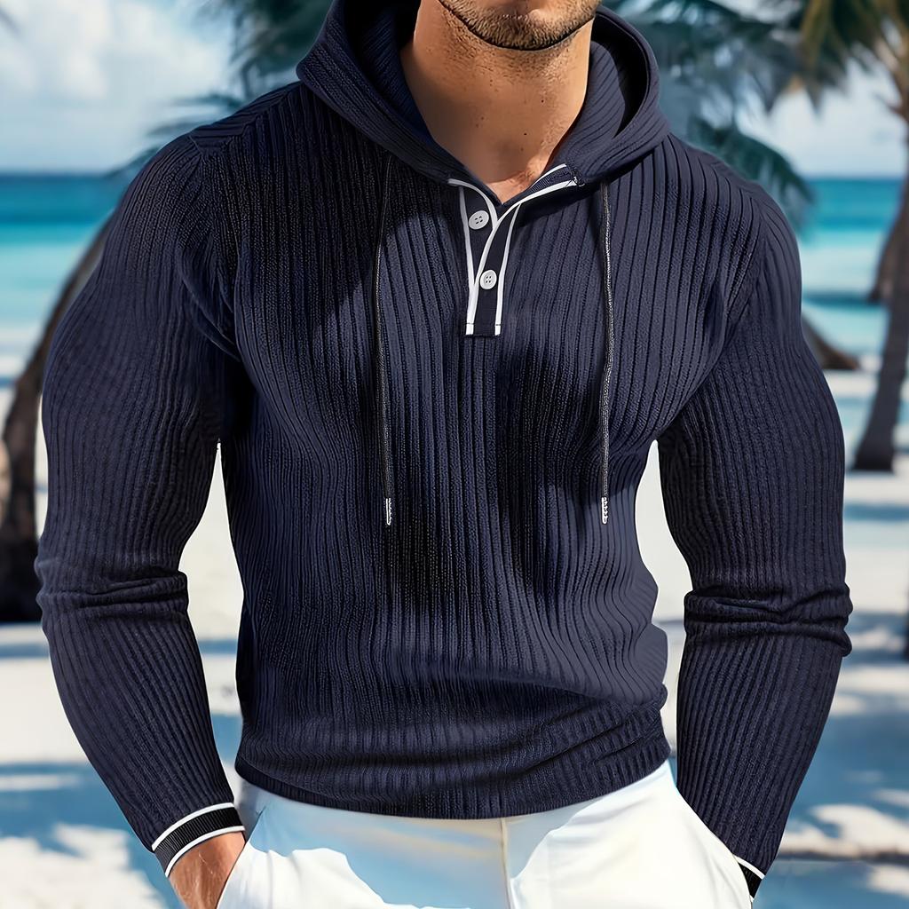 Men's Hooded Single Breasted Slim Fit Long Sleeve Casual Outdoor Sports Top