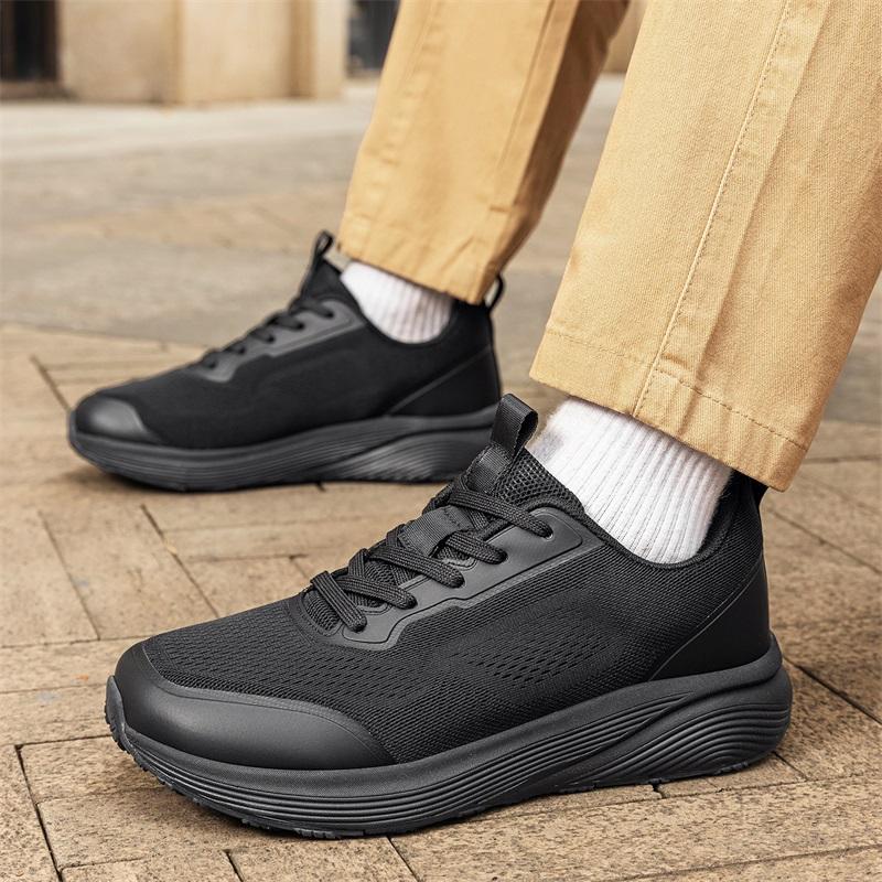Men Wide Toe Box Running Shoes Knitted Mesh Casual Sneakers Thick Sole Breathable Lightweight Athletic Footwear for Jogging