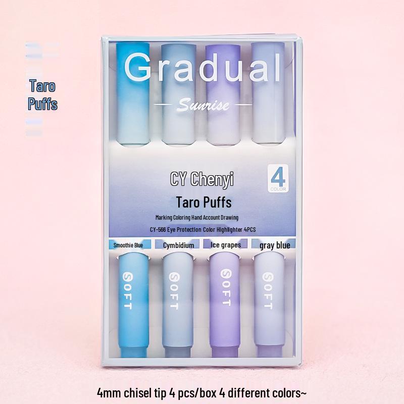 Verlaufsfarbiger Augenschonender Highlighter-Stift mit Schräger Spitze für Studenten und Journaling