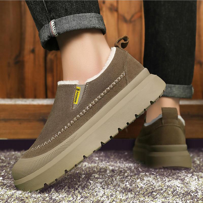 

Мужские хлопковые ботинки Новые на толстой подошве Увеличенные Нескользящие Теплые Снежные ботинки Повседневные Подходящие ко всему Толстые хлопковые туфли 44 хаки