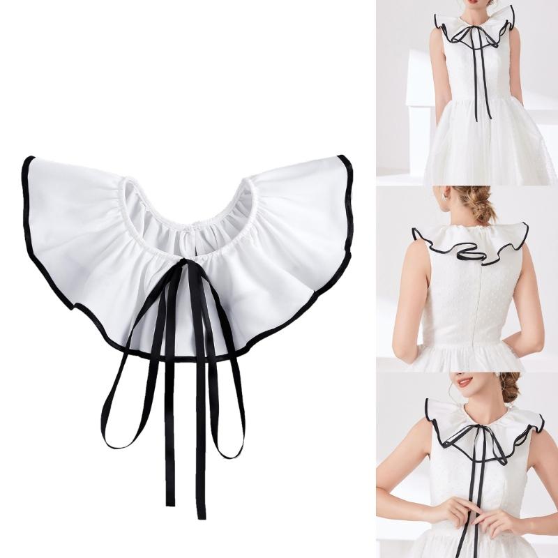 Fashion Laceup Tied Collar Neckpiece Decorative Cape Shawl Collar For Women Daily Styling and Formal Outfit Decoration