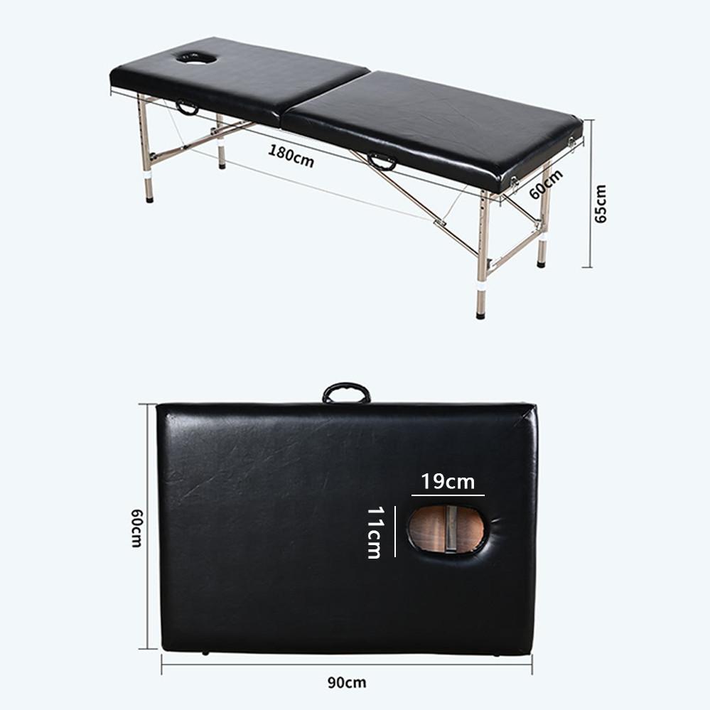

Портативная массажная кровать, регулируемая по высоте спа-кровать, профессиональная складная многофункциональная физиотерапевтическая кровать для салонов красоты 【Basic】Black+Pillow