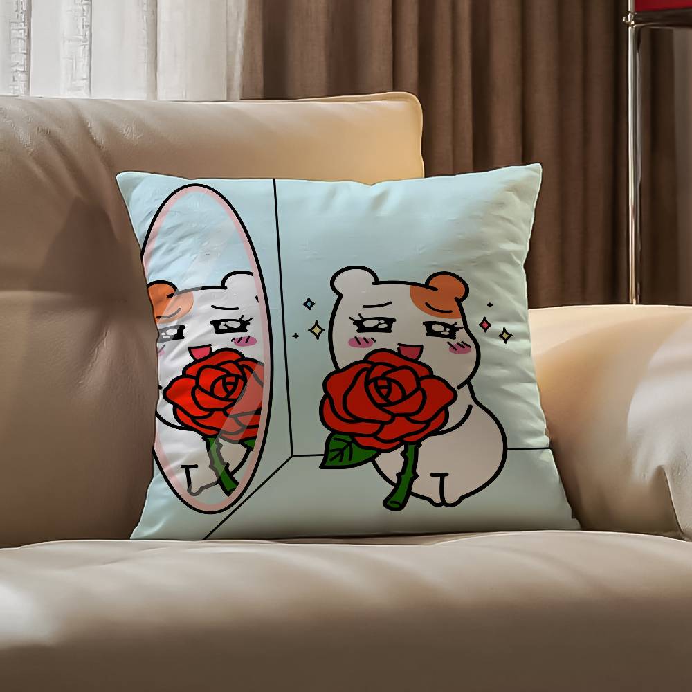 Ebichu Pillow Case Anti-Dustmite Pillowcase Invisible Zipper Silky Short Plush Sofa Cushion Cover