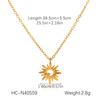 Hollow Out Diamond Sunflower Necklace Earrings Bracelet Set Simple Luxury Titanium Steel Jewelry