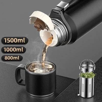 Termoska s dvojitou stěnou pro udržování teploty a chladu Izolované lahve z nerezové oceli Vakuová láhev Velká termoska s filtrem na čaj