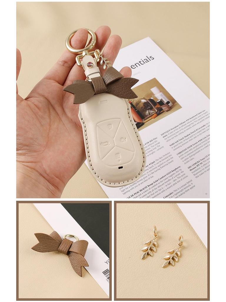 Women's Genuine Leather Bow Key Case for Xiaopeng P7 G9/G3i/P5 2022