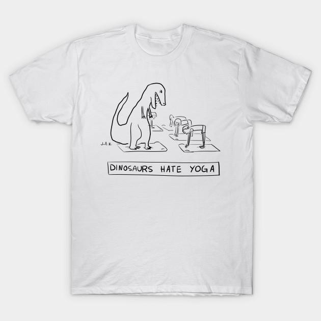 Men Black Print T-shirt Dinosaurs Hate Yoga No-Cut Transfer Paper Print Cotton Tshirt XL белый